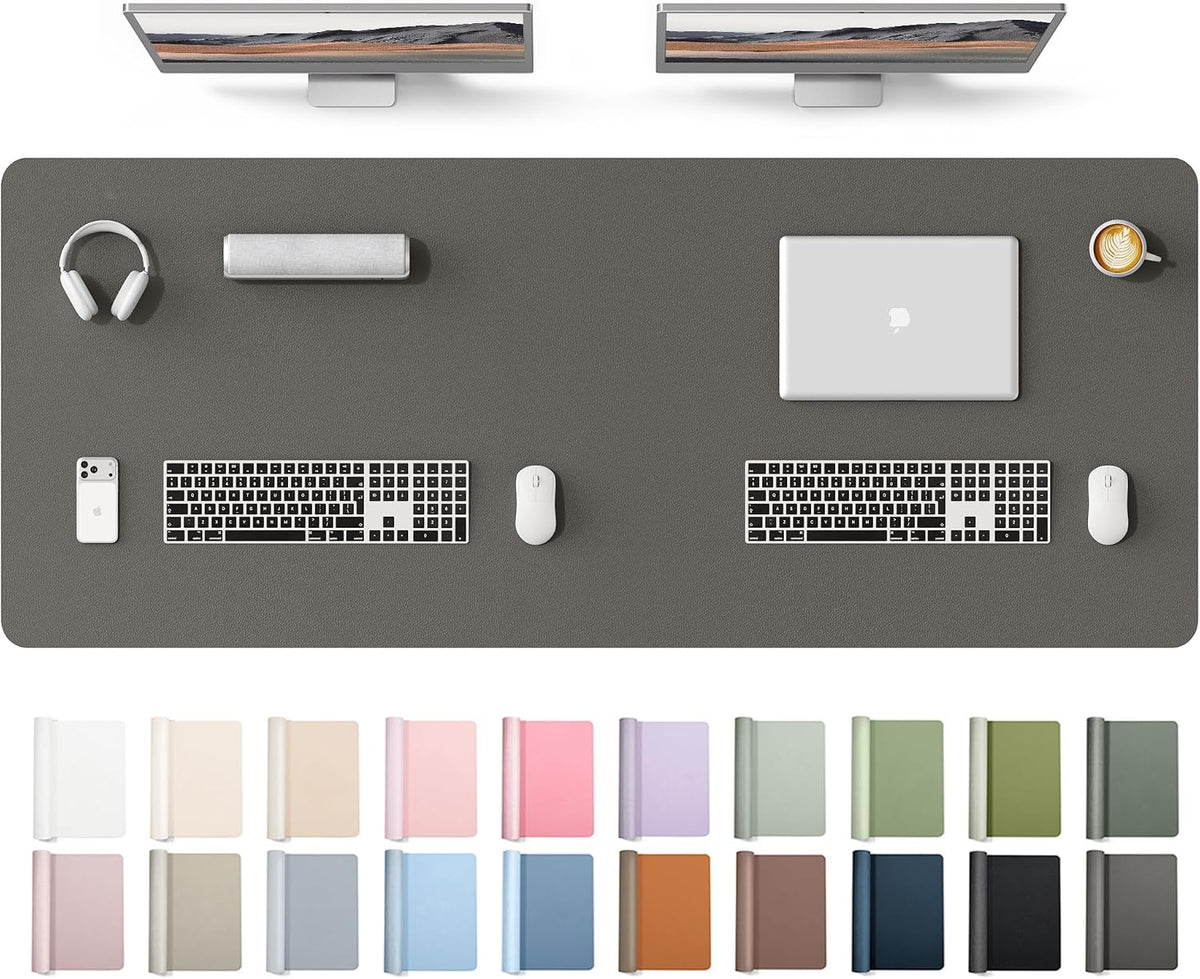 YSAGi Leather Desk Pad Protector, Office Desk Mat, Large Mouse Pad, Non-Slip PU Leather Desk Blotter, Waterproof Laptop Desk Writing Pad for Office and Home (23.6" x 13.8", Eggshell) - Colors B