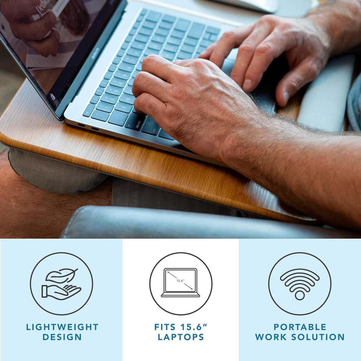 LAPGEAR Home Office Pro Lap Desk with Wrist Rest, Mouse Pad, and Phone Holder - Black Carbon - Fits up to 15.6 Inch Laptops - Style No. 91598