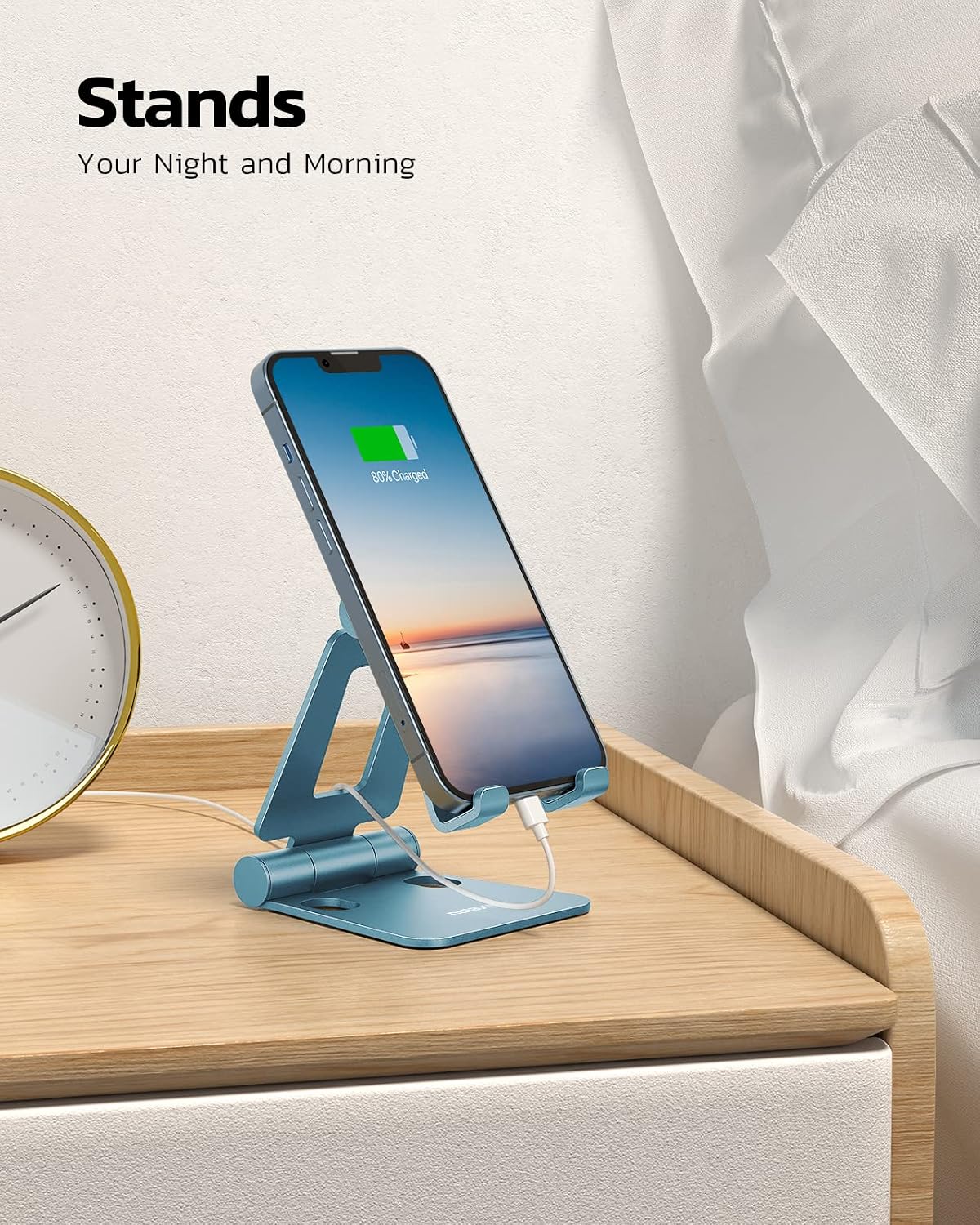 Nulaxy Dual Folding Cell Phone Stand, Fully Adjustable Foldable Desktop Phone Holder Cradle Dock Compatible with iPhone 17 16 15 14 13 12 11 Pro Max Xs Xr X 8, Nintendo Switch, All Phones - Purple