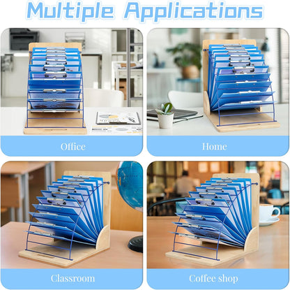CuleedTec Clipboard Holder, Clipboard Storage Rack | Wooden Clipboards Stand with Sturdy Metal Shelf | Clipboard Organizer for Classroom, Office, and Home (Assembly Required) (2 PCS)