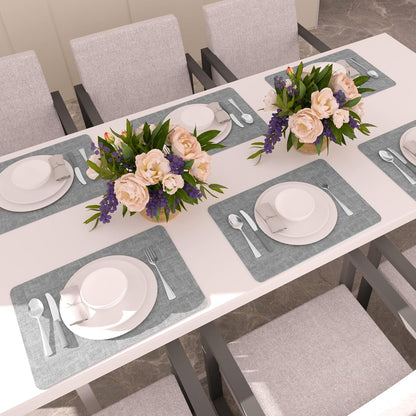 Maxpearl Faux Leather Placemats Set of 6 - Waterproof - Wipe Clean - Heat Resistant - Anti Slip Dining Table Place Mats, Suitable for Indoor & Outdoor Use, 17’’×12’’, Beige