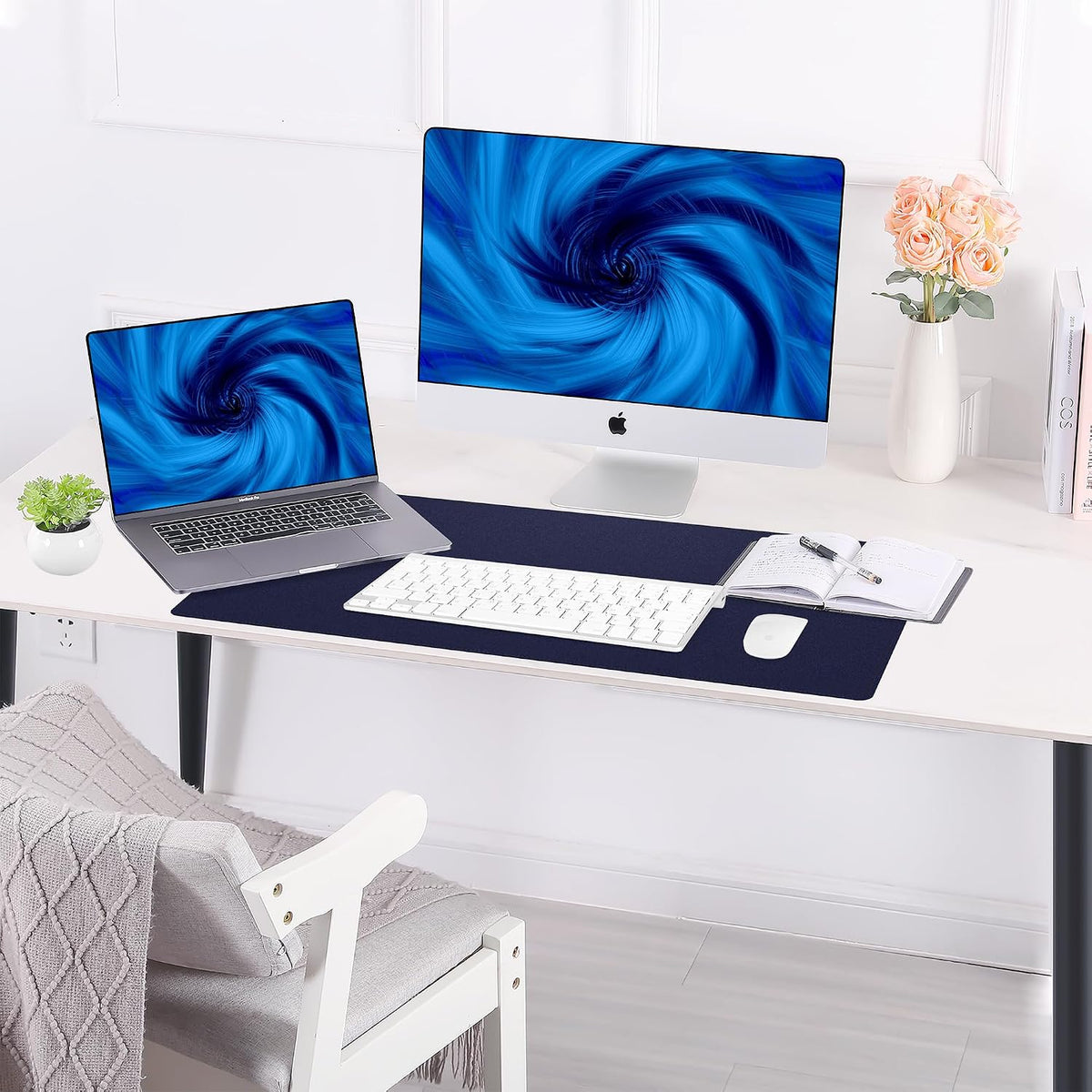 Large Desk Mat, 47" x 17", Black