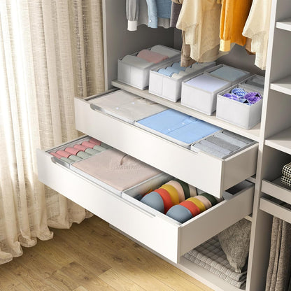 Drawer Organizer Clothes, Dresser Organizer, Foldable Closet Organizers and Storage, Fabric Dresser Bins, Drawer Dividers for Nursery, Baby Clothes, Underwears, Sock (Beige)