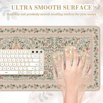 iCasso Desk Mat for Keyboard and Mouse, Large Mouse Pad, Desk Pad Mat, Anti-Slip Big Mousepad with Stitched Edges for Computer Desktop(Deep Green)
