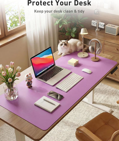 Aothia Leather Office Desk Pad Protector, Non-Slip PU Leather Desk Blotter, Waterproof Laptop Writing Mouse Pad for Office and Home, Black, 31.5" x 15.7" - Colors B