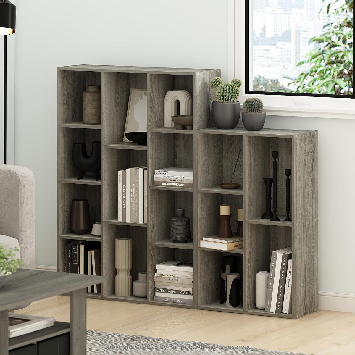 Furinno PASIR Book Shelf, 2-Tier Modern Bookshelf, Open Shelves Bookcase 9 x 12 x 21, Easy Assembly, for Living Room, Bedroom, Home Office, White