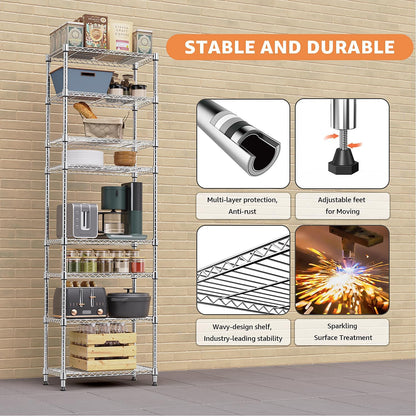 M MZG 450 lbs Steel Storage Shelving 3-Tier Utility Shelving Unit Steel Organizer Wire Rack for Home,Kitchen,Office (11.8" D x 17.7" W x 26.3" H) - Colors A