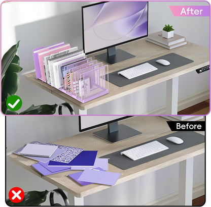 File Organizer for Desk, 5-Section Vertical File Sorter, Paper Holder Organizer Standing Metal File Folder for Office Home Classroom, Black