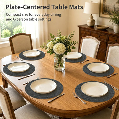 Maxpearl Faux Leather Placemats Set of 6 - Waterproof - Wipe Clean - Heat Resistant - Anti Slip Dining Table Place Mats, Suitable for Indoor & Outdoor Use, 17’’×12’’, Beige