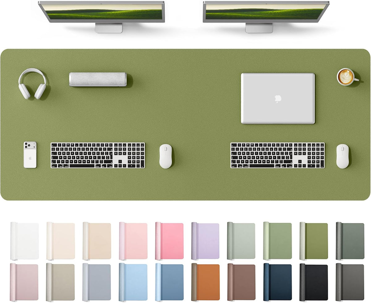 YSAGi Leather Desk Pad Protector, Office Desk Mat, Large Mouse Pad, Non-Slip PU Leather Desk Blotter, Waterproof Laptop Desk Writing Pad for Office and Home (23.6" x 13.8", Eggshell) - Colors B