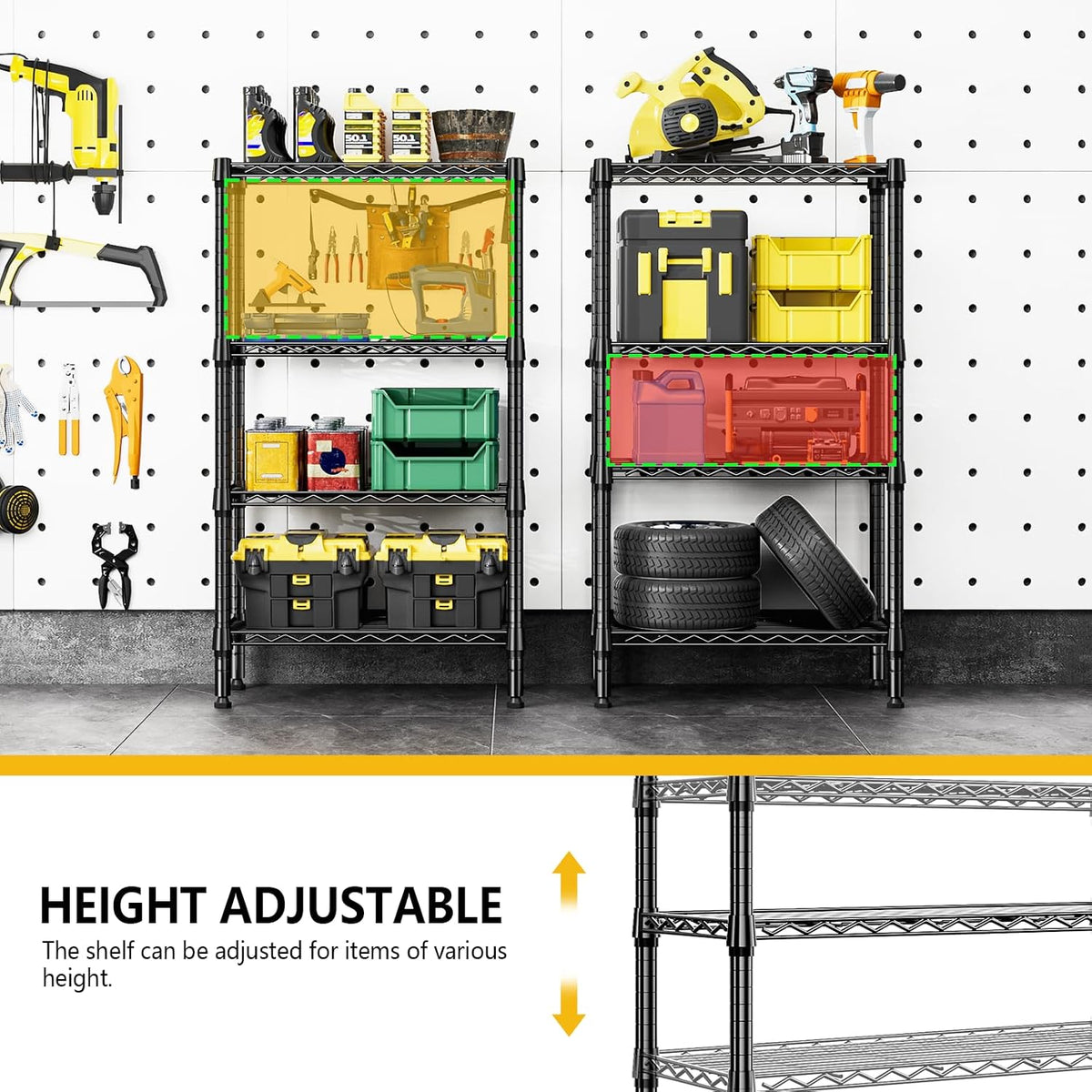 M MZG 450 lbs Steel Storage Shelving 3-Tier Utility Shelving Unit Steel Organizer Wire Rack for Home,Kitchen,Office (11.8" D x 17.7" W x 26.3" H) - Colors A