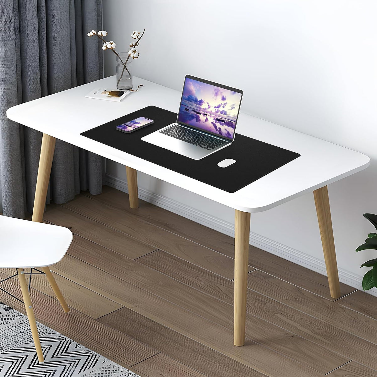Large Desk Mat, 47" x 17", Black