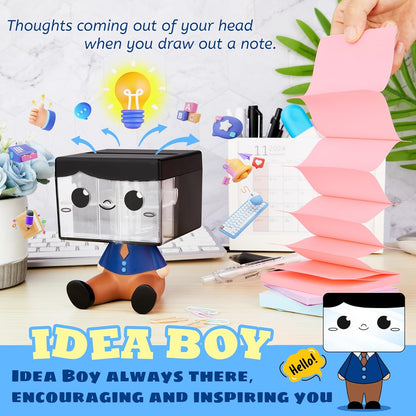 Pop-up Notes Dispenser for Desk, Idea Boy Sticky Note Holder for Office School, Cute Office Supplies, 3x3 in, Magnetic Design, White, 1 Pack