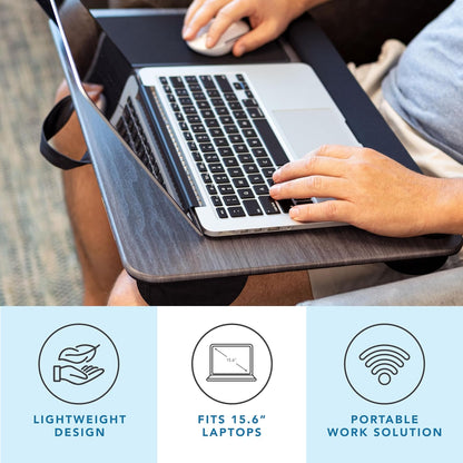 LAPGEAR Home Office Pro Lap Desk with Wrist Rest, Mouse Pad, and Phone Holder - Black Carbon - Fits up to 15.6 Inch Laptops - Style No. 91598