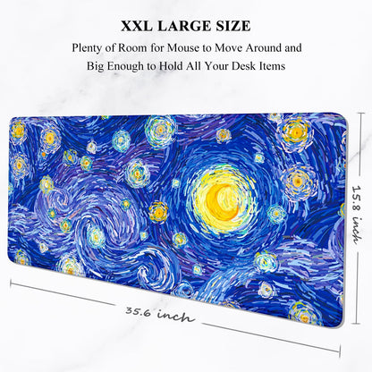 Auhoahsil Desk Mat, Ultra Large Mouse Pad, XXL Gaming Mousepad, Green Tropical Leaves Deskpad, Big Extended Full Size Mouse Pad, Desktop Desk Matt for Keyboard, Laptop & Computer, 35.5 x 15.7 in - Colors A