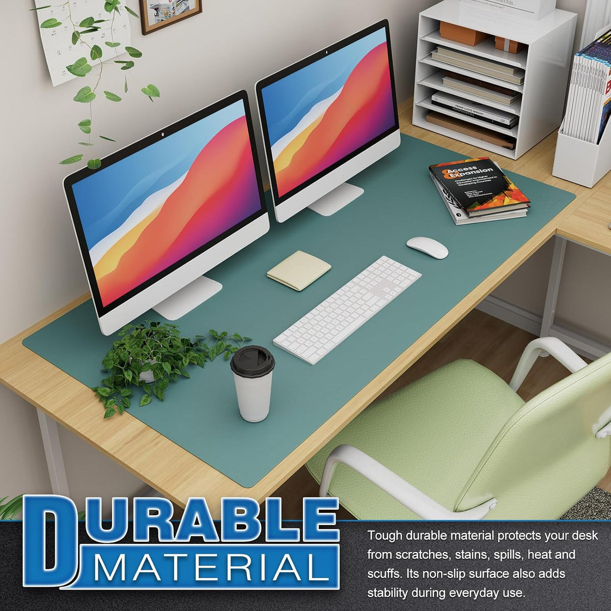 K KNODEL Large Office Leather Desk Mat, Mouse and Keyboard Pad, Computer and Laptop Mat, Desktop Protector and Cover, Writing Pad and Blotter (31.5"x15.7", Black)