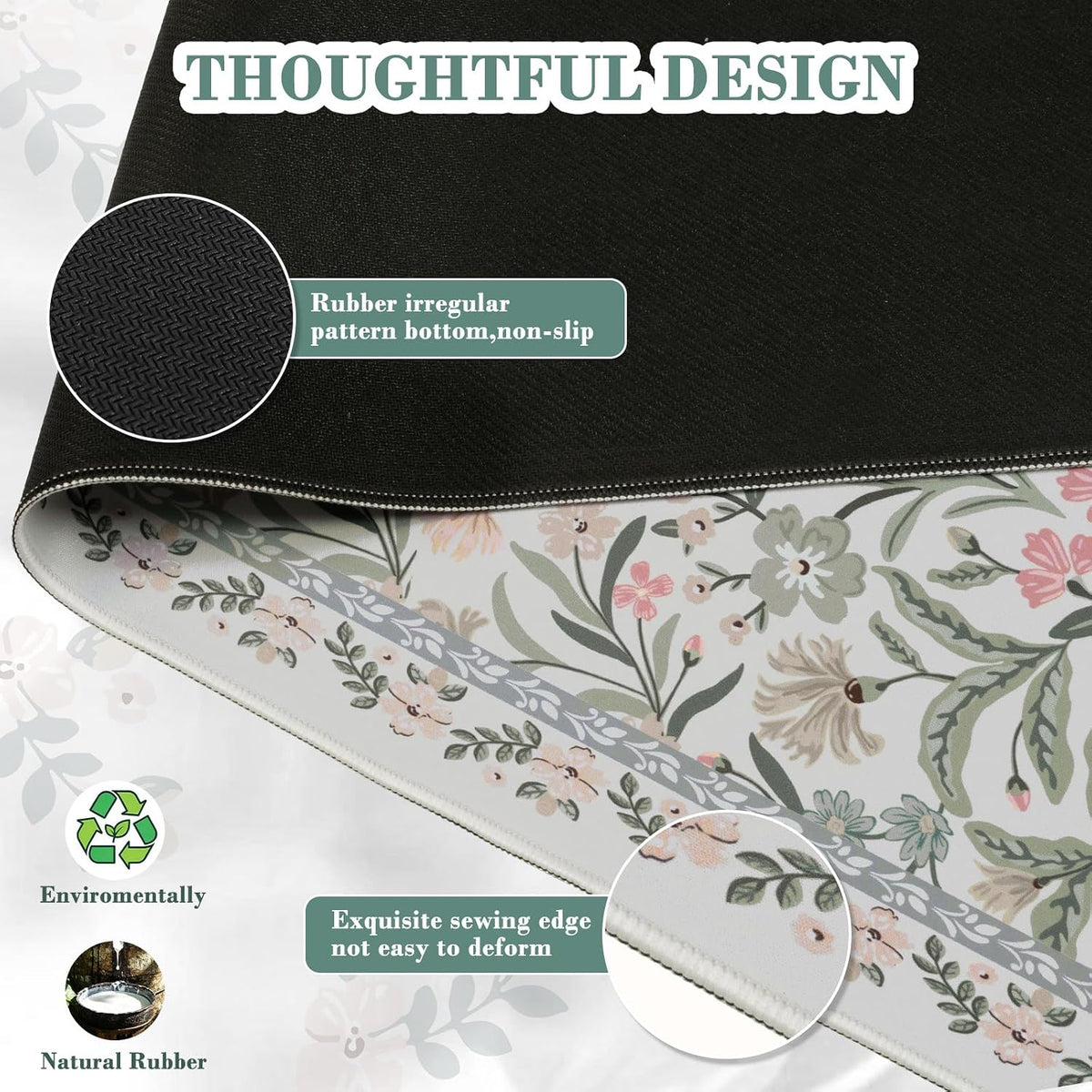 iCasso Desk Mat for Keyboard and Mouse, Large Mouse Pad, Desk Pad Mat, Anti-Slip Big Mousepad with Stitched Edges for Computer Desktop(Deep Green)