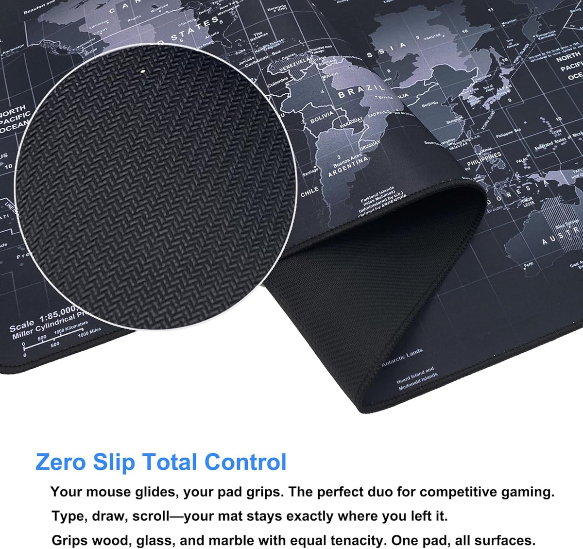 XXL Professional Large Mouse Pad & Computer Game Mouse Mat (35.4x15.7x0.1IN, Map) (90 * 40 Map)