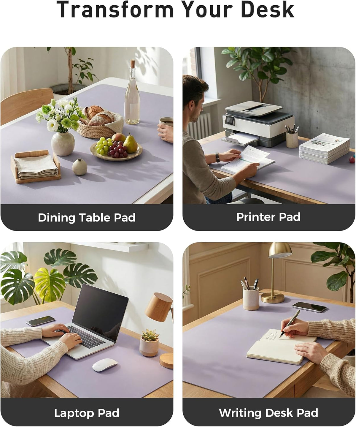 Aothia Leather Office Desk Pad Protector, Non-Slip PU Leather Desk Blotter, Waterproof Laptop Writing Mouse Pad for Office and Home, Black, 31.5" x 15.7" - Colors B