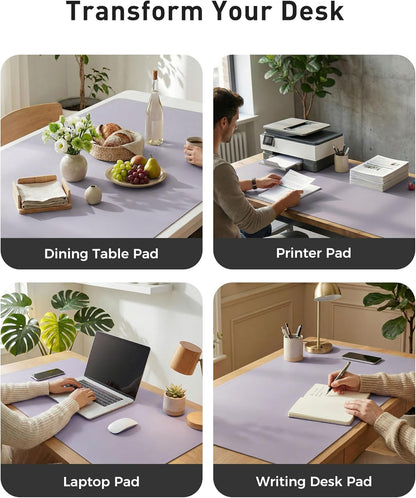 Aothia Leather Office Desk Pad Protector, Non-Slip PU Leather Desk Blotter, Waterproof Laptop Writing Mouse Pad for Office and Home, Black, 31.5" x 15.7" - Colors B