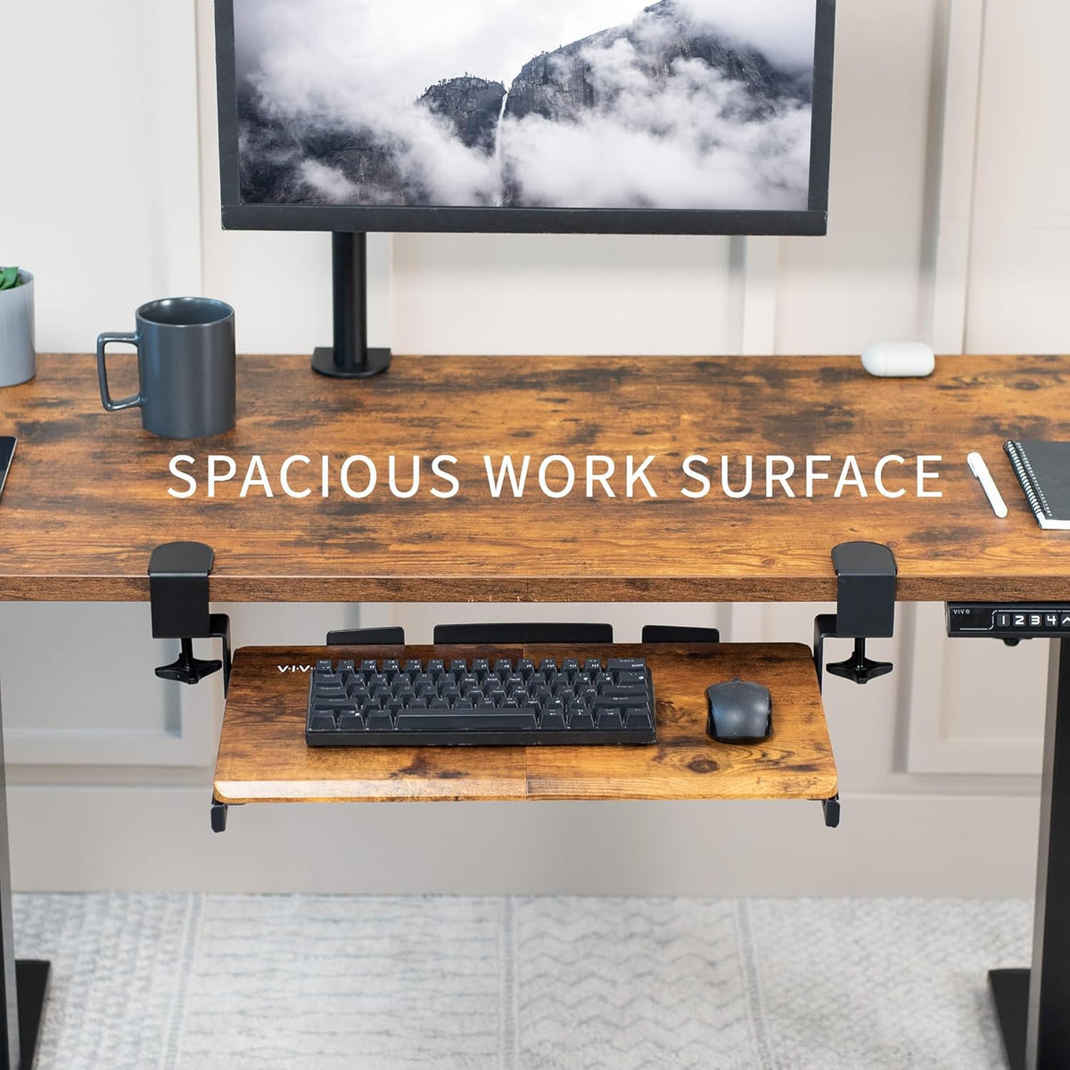 VIVO Extra Long Clamp-on Computer Keyboard and Mouse Under Desk Slider Tray, 34 x 11 inch Pull Out Platform Drawer, Black, MOUNT-KB15EB