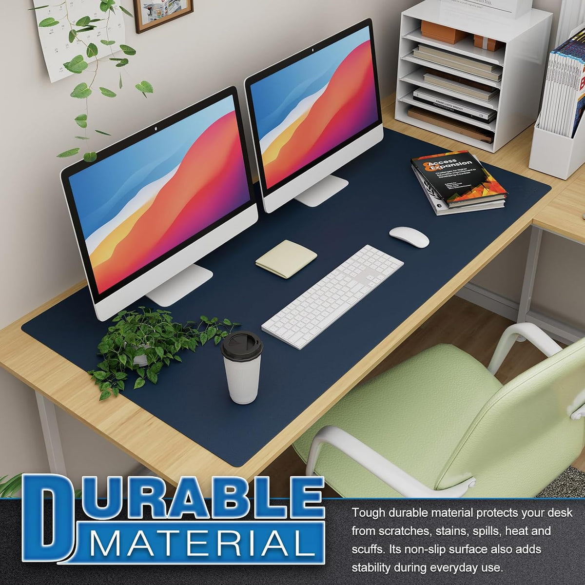 K KNODEL Large Office Leather Desk Mat, Mouse and Keyboard Pad, Computer and Laptop Mat, Desktop Protector and Cover, Writing Pad and Blotter (31.5"x15.7", Black)