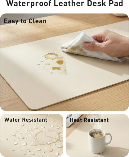 Aothia Leather Office Desk Pad Protector, Non-Slip PU Leather Desk Blotter, Waterproof Laptop Writing Mouse Pad for Office and Home, Black, 31.5" x 15.7" - Colors B
