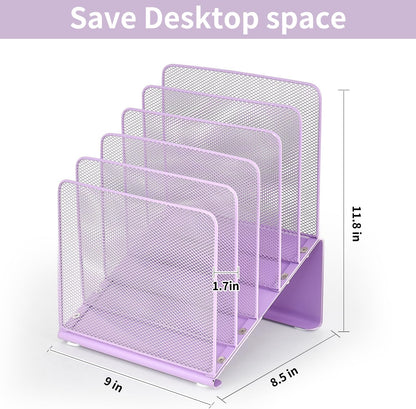LEKETREE File Organizer for Desk, File Folder Organizer with 5-Section Vertical Rack, Suitable for Home Office Document Organization and Storage(Black)
