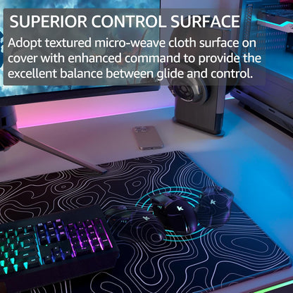 KTRIO Large Gaming Mouse Pad Desk Mat for Gamer, 31.5" x 11.8", Black, XL | Extended Size Design, Superior Micro-Weave Cloth, Non-Slip Rubber Base, Durable Stitched Edges, Water-Resistant Coating
