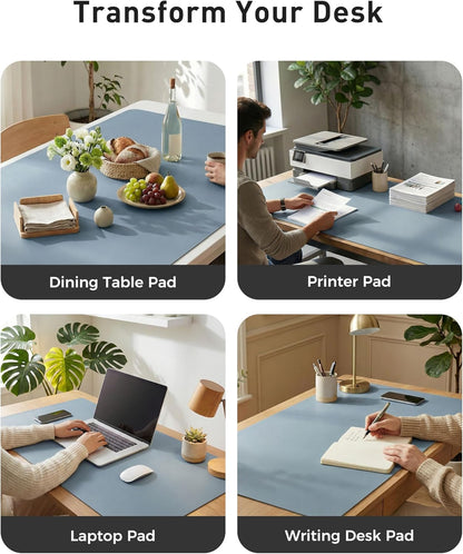 Aothia Leather Office Desk Pad Protector, Non-Slip PU Leather Desk Blotter, Waterproof Laptop Writing Mouse Pad for Office and Home, Black, 31.5" x 15.7" - Colors B