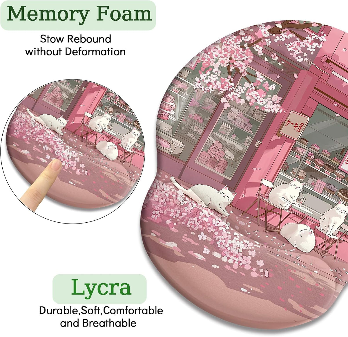 LIMKRIAN Cat Ergonomic Mouse Pad with Wrist Rest, Gaming Mouse Pad with Wrist Support, Funny Mouse Pads for Desk, Computer Mousepad with Non-Slip Pain Relief PU Base, Cute Office Desk Accessories - Colors B