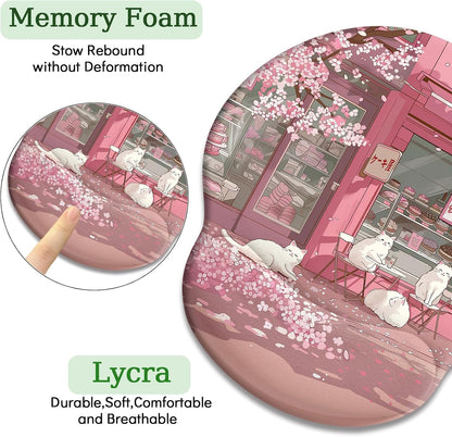 LIMKRIAN Cat Ergonomic Mouse Pad with Wrist Rest, Gaming Mouse Pad with Wrist Support, Funny Mouse Pads for Desk, Computer Mousepad with Non-Slip Pain Relief PU Base, Cute Office Desk Accessories - Colors B