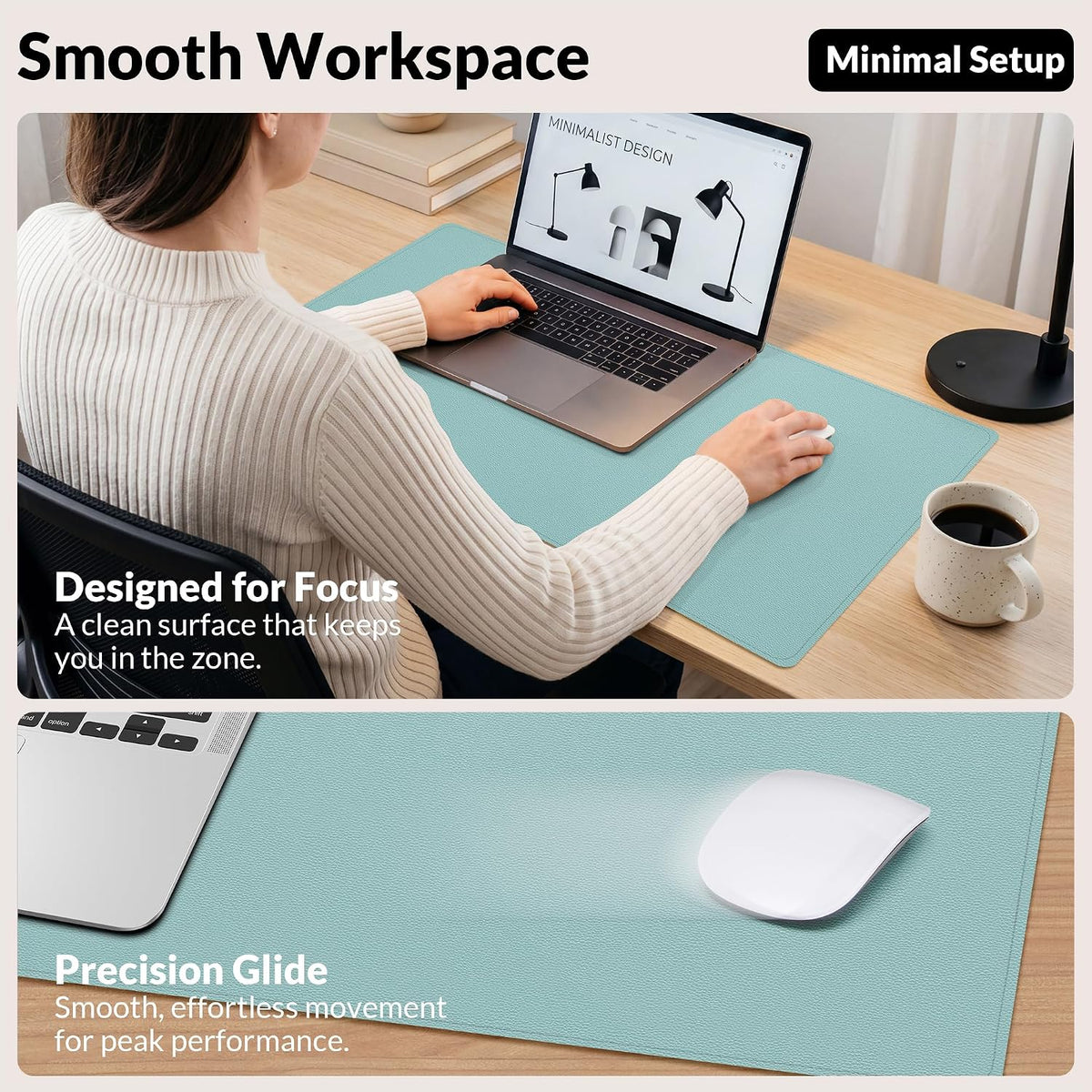 Large Desk Mat, 47" x 17", Black
