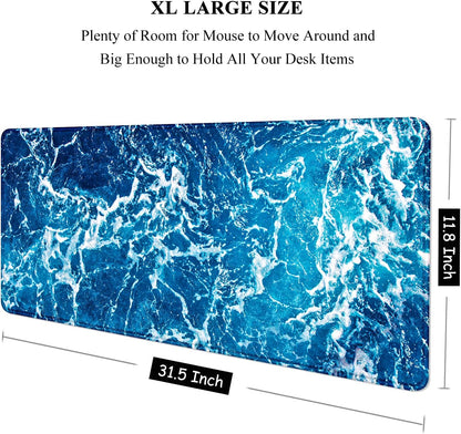 Auhoahsil Desk Mat, Ultra Large Mouse Pad, XXL Gaming Mousepad, Green Tropical Leaves Deskpad, Big Extended Full Size Mouse Pad, Desktop Desk Matt for Keyboard, Laptop & Computer, 35.5 x 15.7 in - Colors B