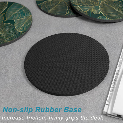 Nipichsha Coasters for Drinks, Set of 6 Cute Absorbent Rubber Drink Coasters for Cup with Non Slip Backing, Kitchen Home Decor Housewarming Gift, Round 4 in, Work Hard