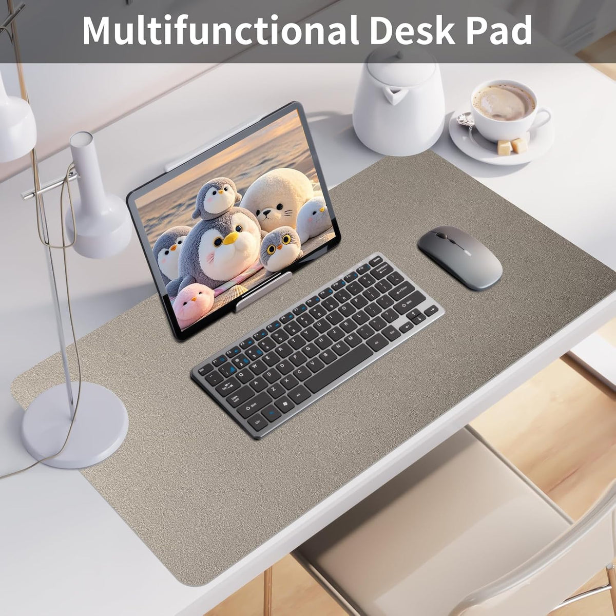 Bloss Leather Desk Pad and Keyboard Wrist Rest, Large Mouse Pad + Keyboard Pad+Mouse Wrist Support, Non-Slip Desk Mat Protector for Office, Home(31.5×15.7 Inches,Beige) - Colors A