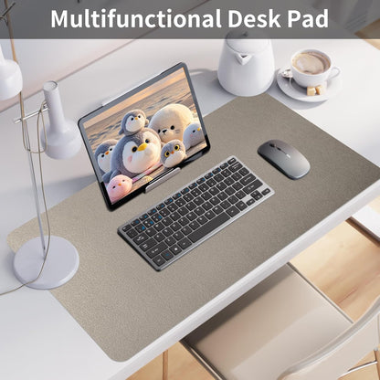 Bloss Leather Desk Pad and Keyboard Wrist Rest, Large Mouse Pad + Keyboard Pad+Mouse Wrist Support, Non-Slip Desk Mat Protector for Office, Home(31.5×15.7 Inches,Beige) - Colors A