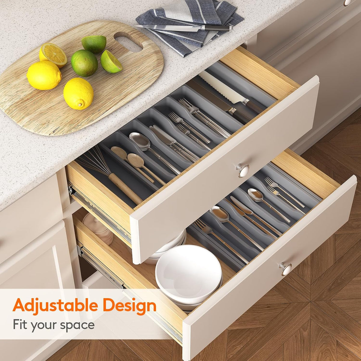 Expandable Silverware Drawer Organizer, Kitchen Utensil Tray