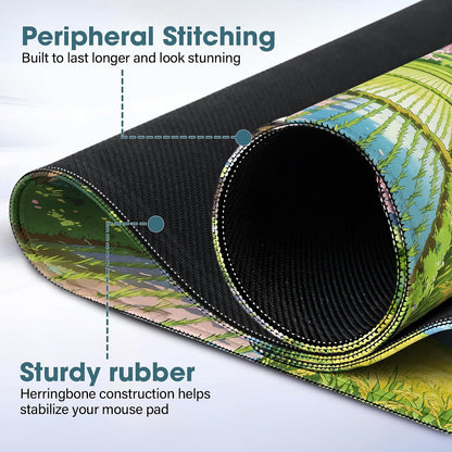 31.5" x 15.7" Waterproof Fabric Desk Pad, Rubber Anti-Slip Base, Stitched Edges No Curling, Fits Laptop Keyboard and Mouse, Smooth Office Mat Large Mouse Pad for Work Game, Black