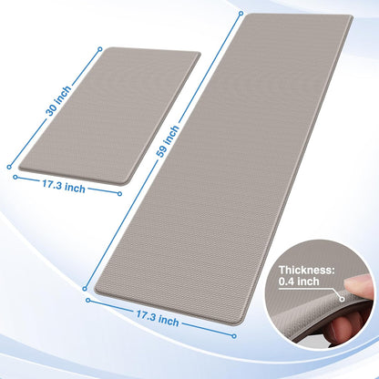 StepRite Kitchen Mats, 2PCS Kitchen Rugs, Cushioned Anti Fatigue Kitchen Mats for Floor, Non-Slip Standing Desk Mat, Waterproof Kitchen Rug Set for Kitchen, Floor, Office, 17.3"x30"+17.3"x47", Black