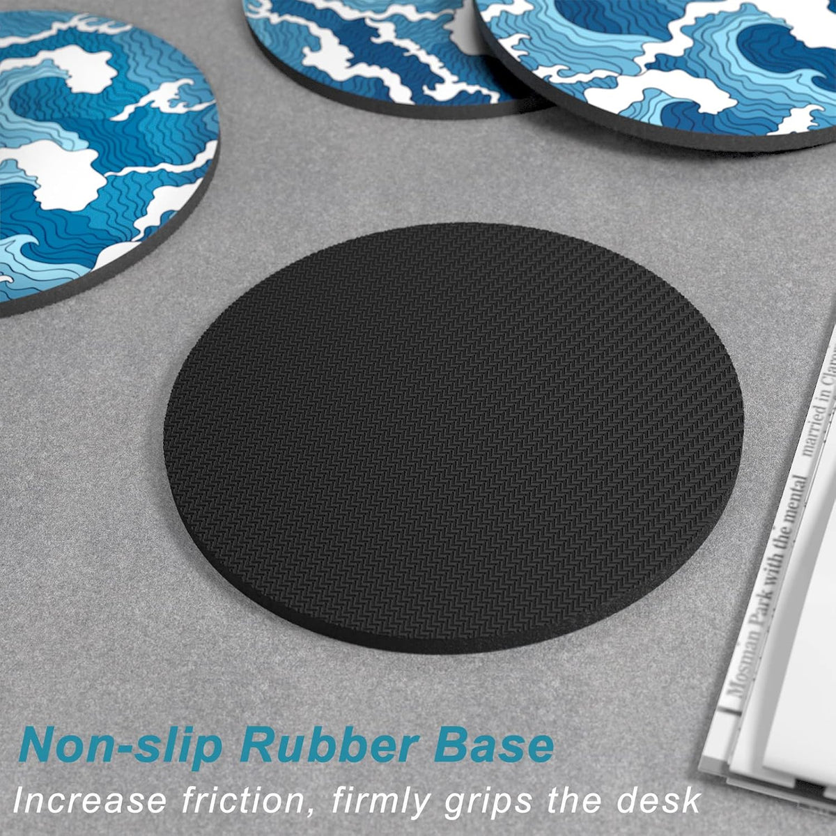 Nipichsha Coasters for Drinks, Set of 6 Cute Absorbent Rubber Drink Coasters for Cup with Non Slip Backing, Kitchen Home Decor Housewarming Gift, Round 4 in, Work Hard