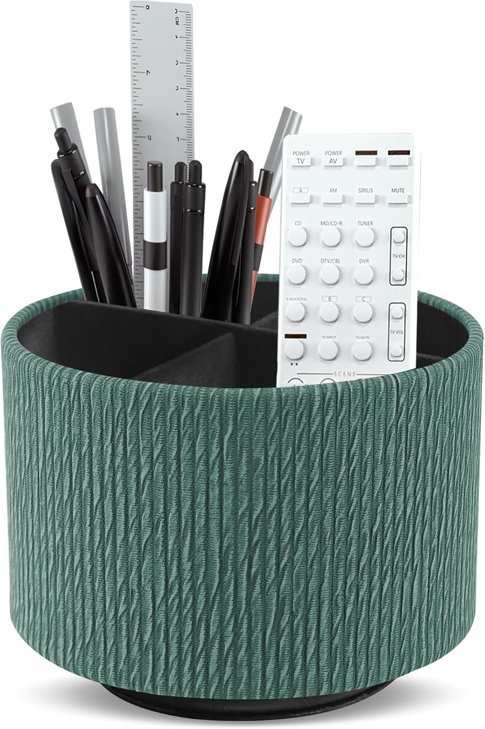 Round Leather Art Supply Organizer,Remote Control Holder,360 Degree Rotating,Multi-Functional Pencil Holder,4 Compartments Desktop Stationary Organizer(1-Blue Bird) - Colors B