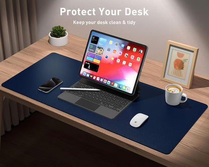 Aothia Leather Office Desk Pad Protector, Non-Slip PU Leather Desk Blotter, Waterproof Laptop Writing Mouse Pad for Office and Home, Black, 31.5" x 15.7" - Colors B