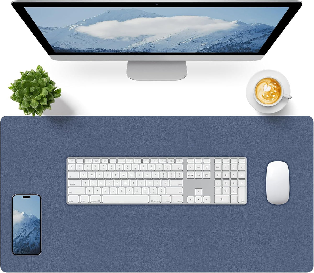 Bloss Leather Desk Pad and Keyboard Wrist Rest, Large Mouse Pad + Keyboard Pad+Mouse Wrist Support, Non-Slip Desk Mat Protector for Office, Home(31.5×15.7 Inches,Beige) - Colors B