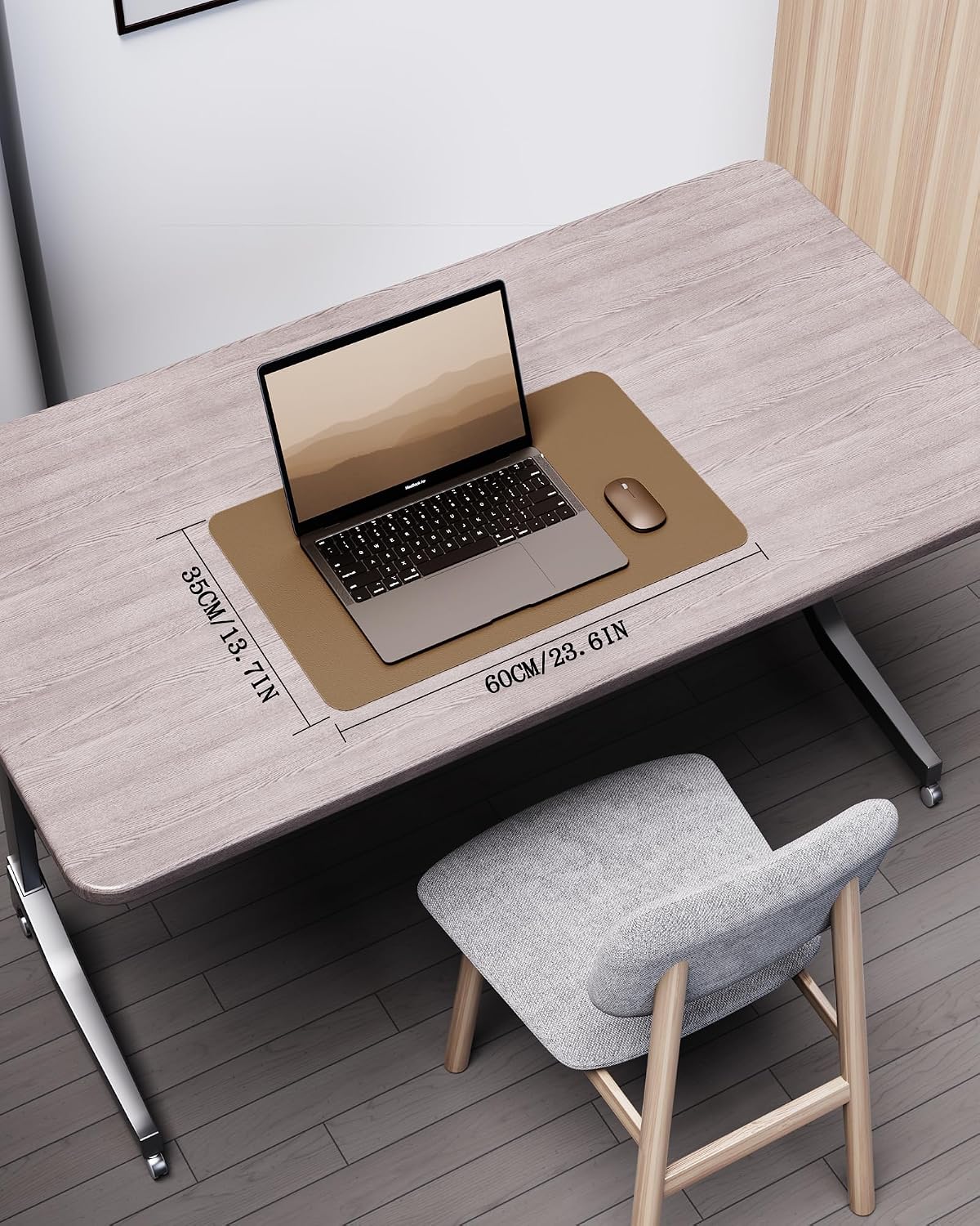 Double-Sided Desk Pad, 31.5"x15.7"Leather Desk Mat, Eco Cork Desk Pad Protector,Large Mouse Pad,Waterproof Desk Blotter for Office/Home(Coffee)