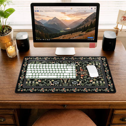 iCasso Desk Mat for Keyboard and Mouse, Large Mouse Pad, Desk Pad Mat, Anti-Slip Big Mousepad with Stitched Edges for Computer Desktop(Deep Green)