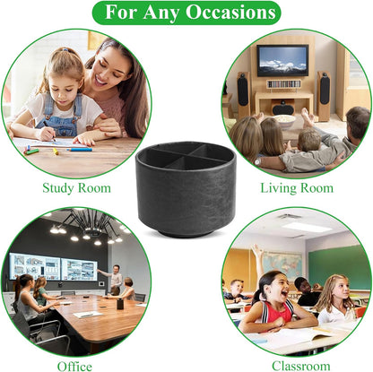 Round Leather Art Supply Organizer,Remote Control Holder,360 Degree Rotating,Multi-Functional Pencil Holder,4 Compartments Desktop Stationary Organizer(1-Blue Bird) - Colors A
