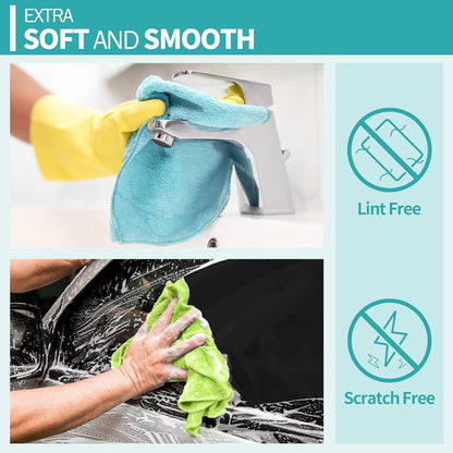 Microfiber Cleaning Cloth, Cleaning Rags Microfiber Towel Bulk Absorbent Lint-Free Wash Cloths, All-Purpose Shop Towels for Cars, Automotive, Garage, Home & Kitchen 11.5"*11.5"