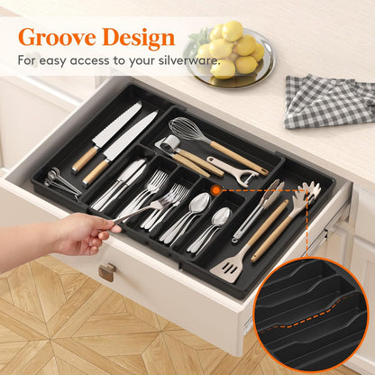Expandable Silverware Drawer Organizer, Kitchen Utensil Tray