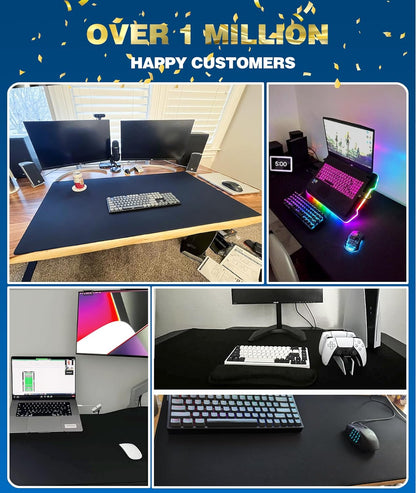 KTRIO Large Gaming Mouse Pad Desk Mat for Gamer, 31.5" x 11.8", Black, XL | Extended Size Design, Superior Micro-Weave Cloth, Non-Slip Rubber Base, Durable Stitched Edges, Water-Resistant Coating